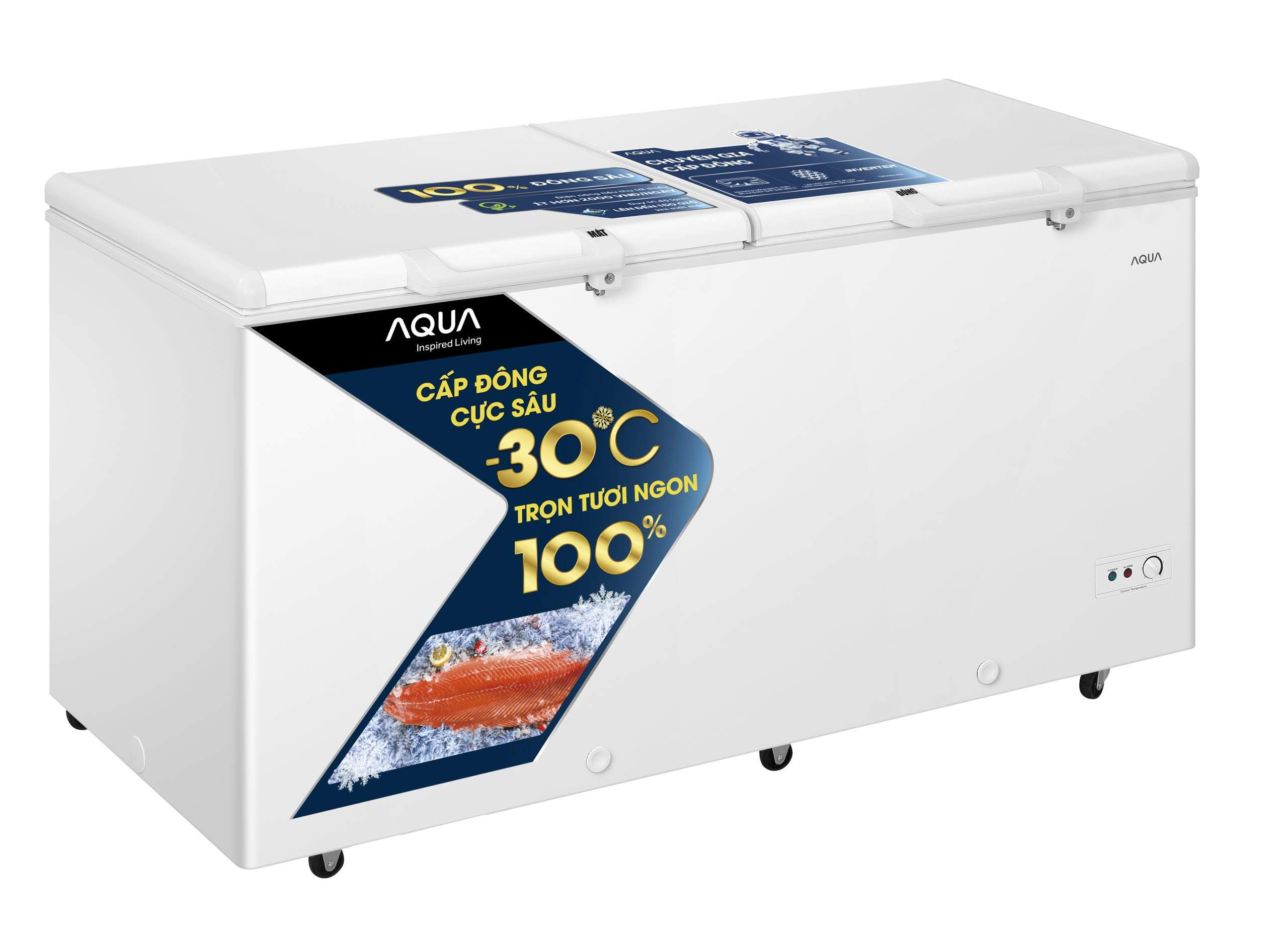 Tủ bảo quản Aqua inverter 365 lít AQF-C5702E, 2 ngăn đông mát, dàn đồng